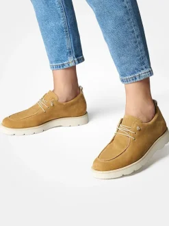 Leder-Schnürschuhe in Hellbraun