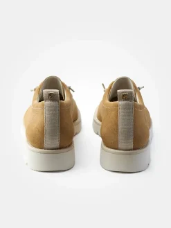 Leder-Schnürschuhe in Hellbraun