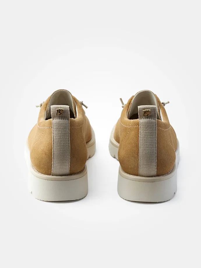 Leder-Schnürschuhe in Hellbraun