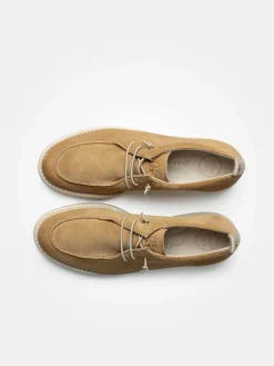 Leder-Schnürschuhe in Hellbraun