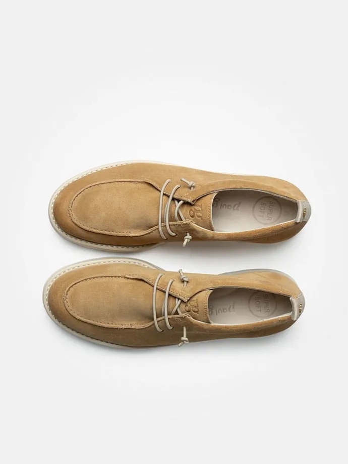 Leder-Schnürschuhe in Hellbraun