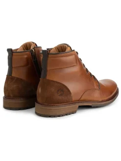 Leder-Schnürschuhe in Hellbraun