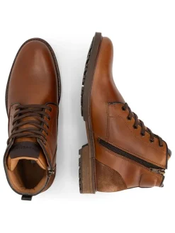 Leder-Schnürschuhe in Hellbraun