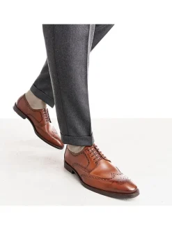 Leder-Schnürschuhe in Hellbraun