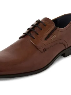 Leder-Schnürschuhe in Hellbraun