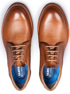 Leder-Schnürschuhe in Hellbraun