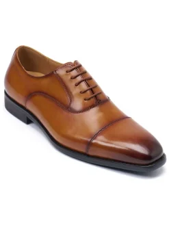 Leder-Schnürschuhe in Hellbraun