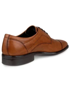 Leder-Schnürschuhe in Hellbraun