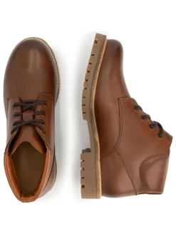 Leder-Schnürschuhe in Hellbraun