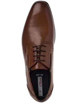 Leder-Schnürschuhe in Hellbraun