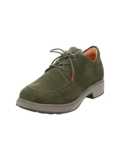 Leder-Schnürschuhe in Khaki