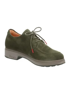 Leder-Schnürschuhe in Khaki