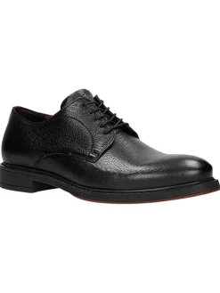 Leder-Schnürschuhe in Schwarz