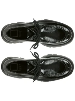 Leder-Schnürschuhe in Schwarz