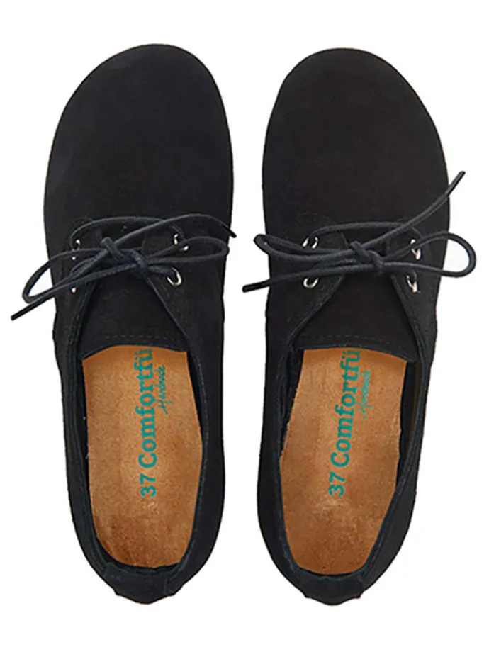 Leder-Schnürschuhe in Schwarz