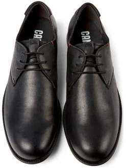 Leder-Schnürschuhe in Schwarz