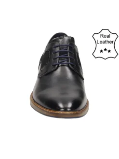 Leder-Schnürschuhe in Schwarz