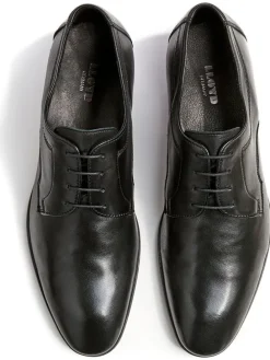 Leder-Schnürschuhe in Schwarz