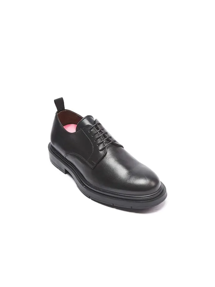 Leder-Schnürschuhe in Schwarz