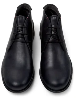 Leder-Schnürschuhe in Schwarz