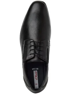 Leder-Schnürschuhe in Schwarz