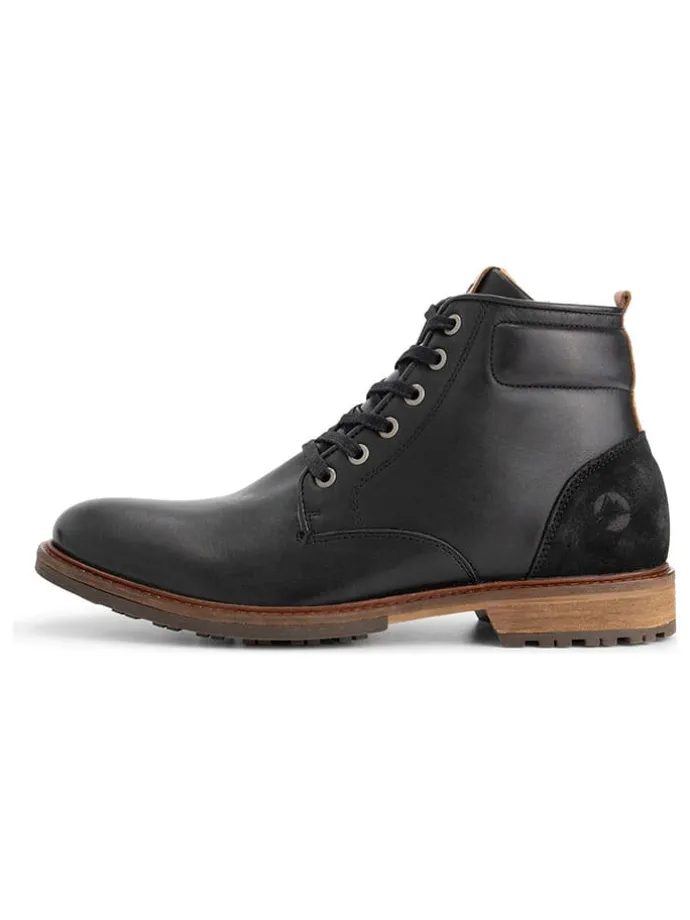 Leder-Schnürschuhe in Schwarz