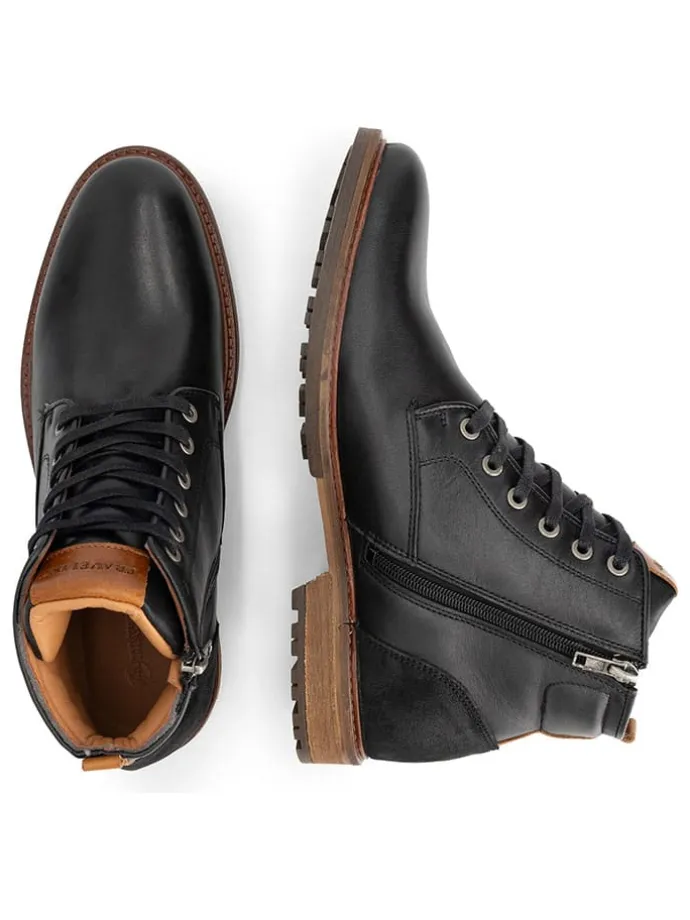 Leder-Schnürschuhe in Schwarz