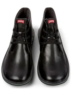 Leder-Schnürschuhe in Schwarz