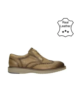 Leder-Schnürschuhe in Taupe