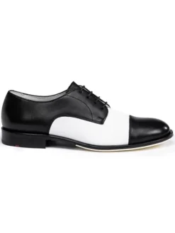 Leder-Schnürschuhe "Liston" in Schwarz/ Weiß