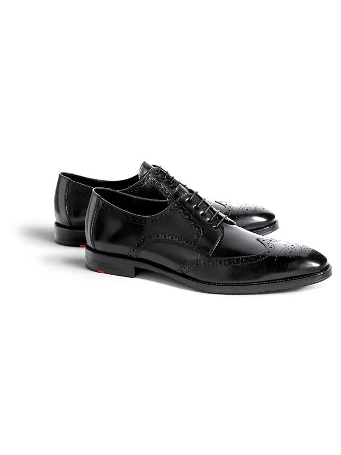 Leder-Schnürschuhe "Lucien" in Schwarz