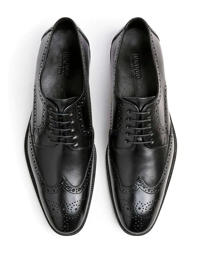 Leder-Schnürschuhe "Lucien" in Schwarz