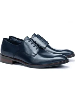 Leder-Schnürschuhe "Odil" in Dunkelblau