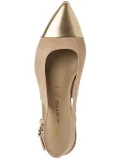 Leder-Slingballerinas in Beige