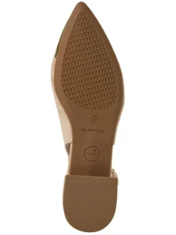 Leder-Slingballerinas in Beige