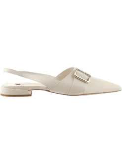 Leder-Slingballerinas in Creme