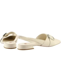 Leder-Slingballerinas in Creme