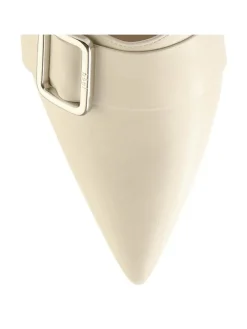 Leder-Slingballerinas in Creme