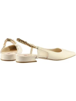 Leder-Slingballerinas in Creme
