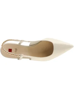 Leder-Slingballerinas in Creme