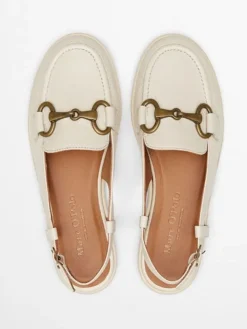 Leder-Slingballerinas in Creme