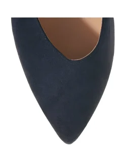 Leder-Slingballerinas in Dunkelblau