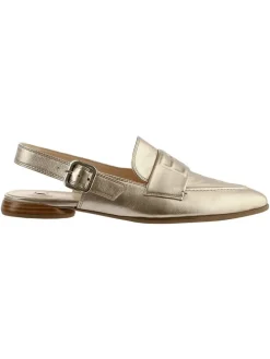 Leder-Slingballerinas in Gold