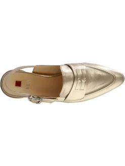 Leder-Slingballerinas in Gold