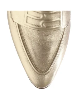 Leder-Slingballerinas in Gold