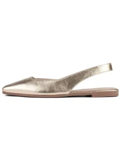 Leder-Slingballerinas in Gold