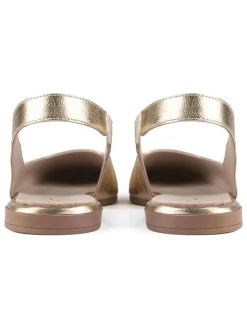 Leder-Slingballerinas in Gold