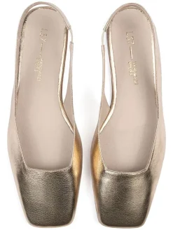 Leder-Slingballerinas in Gold