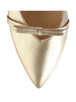 Leder-Slingballerinas in Gold