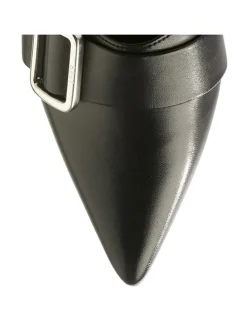 Leder-Slingballerinas in Schwarz